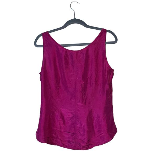 studio new york 90s 100% silk raspberry sleeveless blouse small - Picture 8 of 16